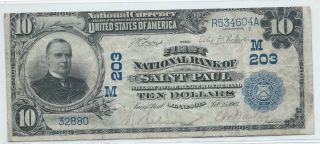 1902 $10 National Bank Note The First National Bank St Paul,  Mn