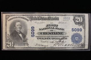 1902 United States.  ($20) Twenty Dollars.  National Currency.  Crestline,  Ohio