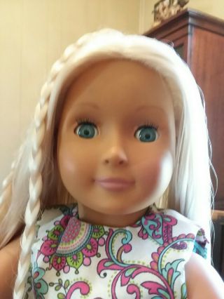 18 " Our Generation By Battat Hair Grow Doll With Long Blonde Hair And Blue Eyes