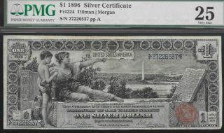 Fr 224 1896 $1 Silver Cert ( (educational))  Pmg Very Fine 25 L@@k Nr