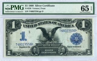 1899 $1 Black Eagle Silver Certificate Pmg 65 Large Size Note Us Currency Jd595