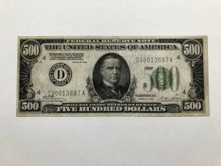 1928 $500 Dollar Federal Reserve Note Bill Cleveland Fr 2200 - D