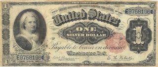 1891 $1 Silver Certificate Martha Washington Type Very Fine Crisp Paper