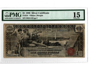 1896 $1 Silver Certificate Education Note Fr 224 Pmg 15 Tillman/morgan 19 - C031