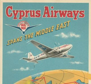 Cyprus Old V.  Rare Post Card Advertising Cyprus Airways B.  E.  A.  & B.  O.  A.  C.  Flights