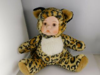 Show Stoppers Babes The Wild Porcelain Face Plush Doll Animals Tiger Baby Doll