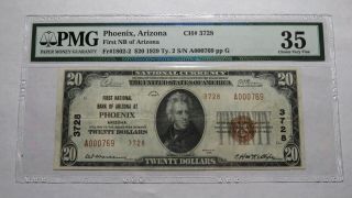 $20 1929 Phoenix Arizona Az National Currency Bank Note Bill Ch.  3728 Vf35 Pmg