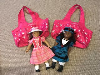 (2) American Girl Dolls Mary Grace And Cecile With Dog