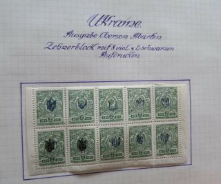 Ukraine 1918 Block Of 10 Stamps Kherson Part 2 Varieties See Pictures/ab036