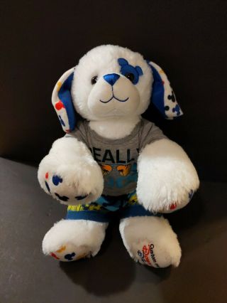 Downtown Disney White Dog With Mickey Icon.  Build A Bear Plush Stuffed Toy