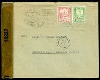 Edw1949sell : Spanish Andorra Interesting 1943 Censored Cover To Usa.