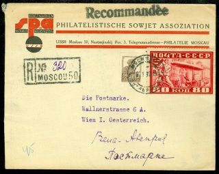 Edw1949sell : Russia Zeppelin Registered Cover To Austria.