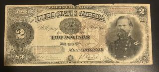 1890 $2 Treasury Note.  Only Thirty - Nine Examples Known In All Grades Combined.