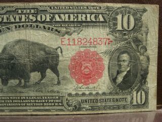 1901 $10 Ten Dollar Bison Buffalo United States Note Legal Tender Lewis Clark 3