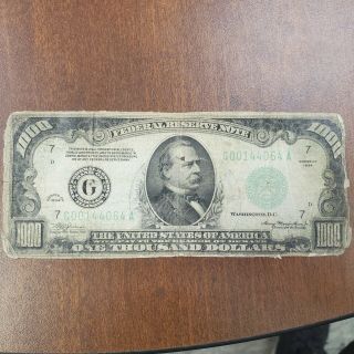 1934 $1000 Frn Federal Reserve Note Early Us Small Size Note