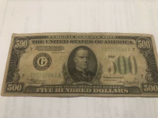 1934 Series $500 Dollar Bill Federal Reserve Note