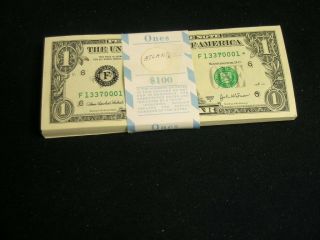 2003 1$ Star One Dollar Bills - Pack Of 100 - In Sequence Cu " F " (s001 -