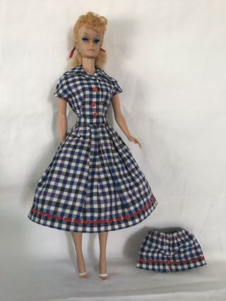 Vintage 1960s Barbie & Clone Doll Clothes 3 Pc Outfit Blue Blouse Skirt Shorts
