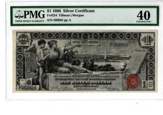 1896 $1 Silver Certificate Education Note Fr 224 Pmg 40 Tillman/morgan 19 - C180