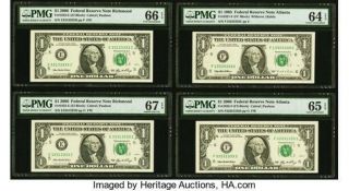All 3s And 1s Serial Numbers $1 Federal Reserve Notes.  Pmg 64 Epq To 67 Epq