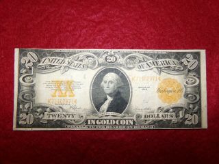 $20 1922 Twenty Dollar Usa Gold Seal Note Large Bill Currency Certificate Ef