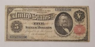 West Point Coins 1891 Large $5 Silver Certificate ' Grant ' FR - 267 2