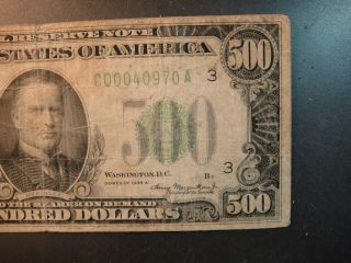 1934 - A United States $500 Federal Reserve Note.  Very Good to Fine. 3