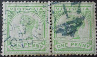 Victoria 1887 1/2d Pair With Barred 847 In Blue Postmark
