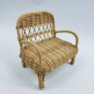 Wicker Doll Furniture Chair 6x6x4 Brown Loveseat