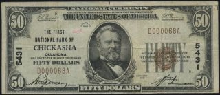 1929 T - 1 $50 The First National Bank Of Chickasha,  Oklahoma 5431
