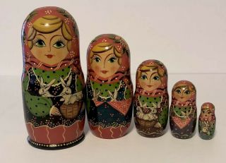 Russian Matryoshka Nesting Dolls Hand Crafted In.