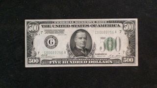 1928 Five Hundred Dollar Fed Reserve Note Chicago Highly Sought $500 Bill