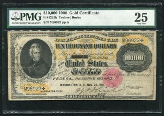 Fr.  1225h 1900 $10,  000 Ten Thousand Dollars Gold Certificate Pmg Very Fine - 25