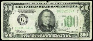 1934 A $500 Dollar Chicago Federal Reserve Note Light Circulation