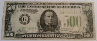 1934 $500 Federal Reserve Note.  Frb Of Chicago.  Friedberg 2201 - G.