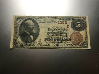 1882 $5 Brown Back York National Note.  Charter 1352.