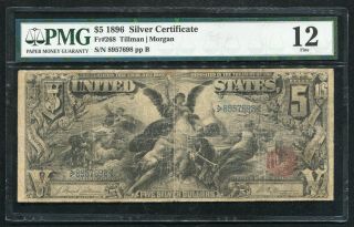 Fr.  268 1896 $5 Five Dollars “educational” Silver Certificate Pmg Fine - 12