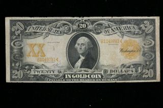 1906 $20 Large Gold Certificate Fr 1181 Fine " Scarce Gold Certificate "