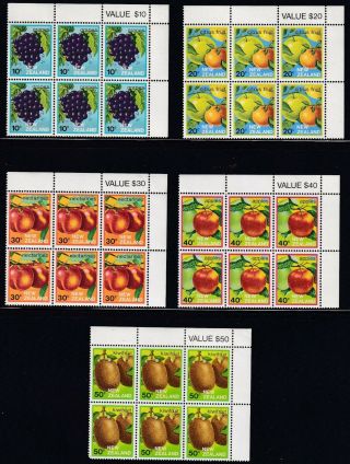 Zealand Scott 761 - 765 Xf Mnh 1983 Fruits Set In Blocks Of Six $9 Face Value