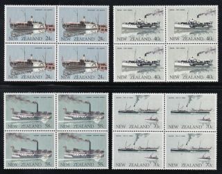 Zealand Scott 795 - 798 Xf Mnh 1984 Ferry Boats Set In Blocks $7.  68 Face