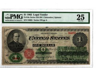 1862 $1 Legal Tender Note Fr 16c Pmg 25 Chittenden/spinner 19 - C304