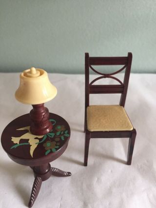 Renwall Doll House Furniture - End Table - Chair - Lamp