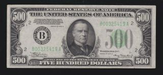 Us 1934a $500 Federal Reserve Note York Fr 2201 - B Xf - Au (- 419)