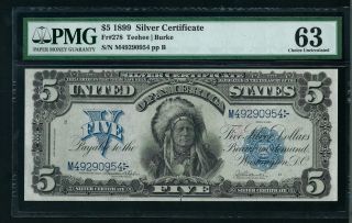 Fr 277 1899 $5 Silver Certificate Pmg 63 Fr.  278.  Uncirculated