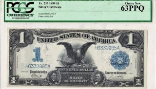 $1.  00 1899 $1 Silver Certificate.  Black Eagle ? Fr 236.  Large Graded Pcgs 63 Ppq