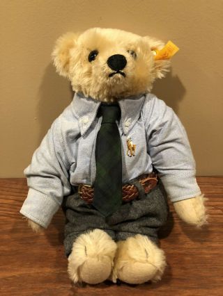 Steiff 13 " Dressed Ralph Lauren Polo Bear " The Preppy Bear "