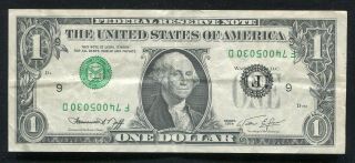 1974 $1 Frn Federal Reserve Note “inverted Overprint Error” Very Fine