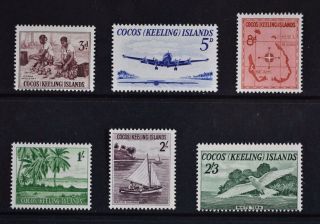 Cocos (keeling) Islands,  1963,  Set Of 6 Stamps To 2s.  3d.  Value,  Um / Lmm Cat £20