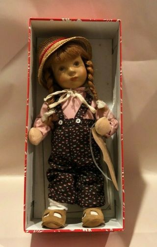 Kathe Kruse Puppen Made In Germany 10 " Trisa Girl With Pigtails & Hat