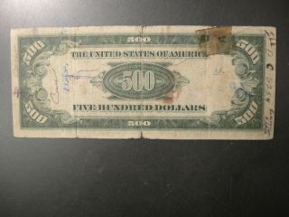1934 - A United States $500 Federal Reserve Note.  Very Good Details (Cull). 2